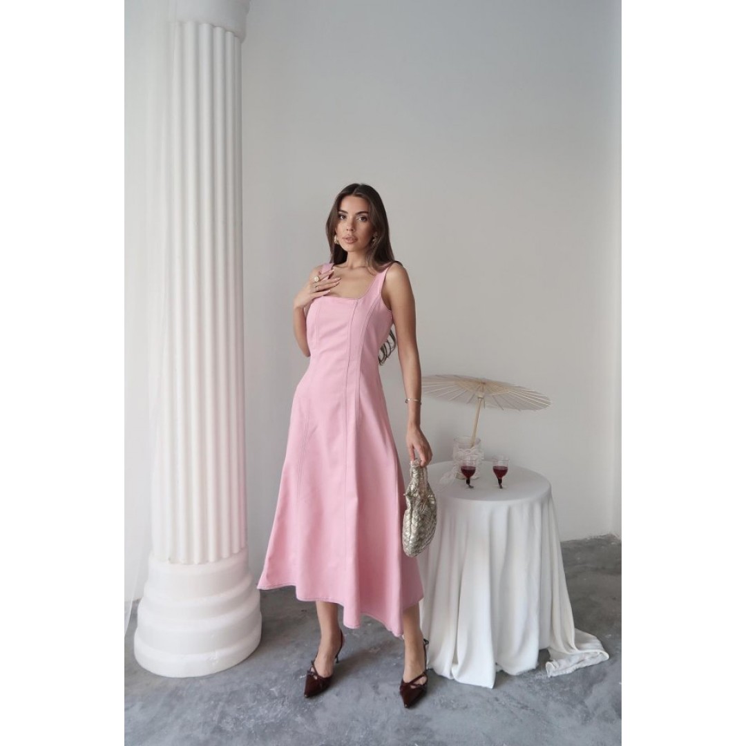 Pembe Çift Dikişli Gabardin Elbise 163699 Pembe Çift Dikişli Gabardin Elbise 163699