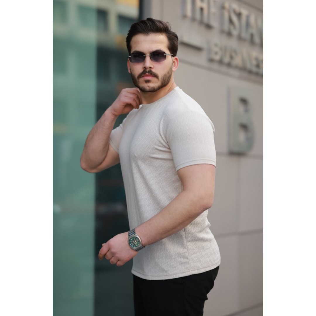 Erkek Kısa Kollu Zigzag Desenli T-shirt - 157300 Erkek Kısa Kollu Zigzag Desenli T-shirt - 157300