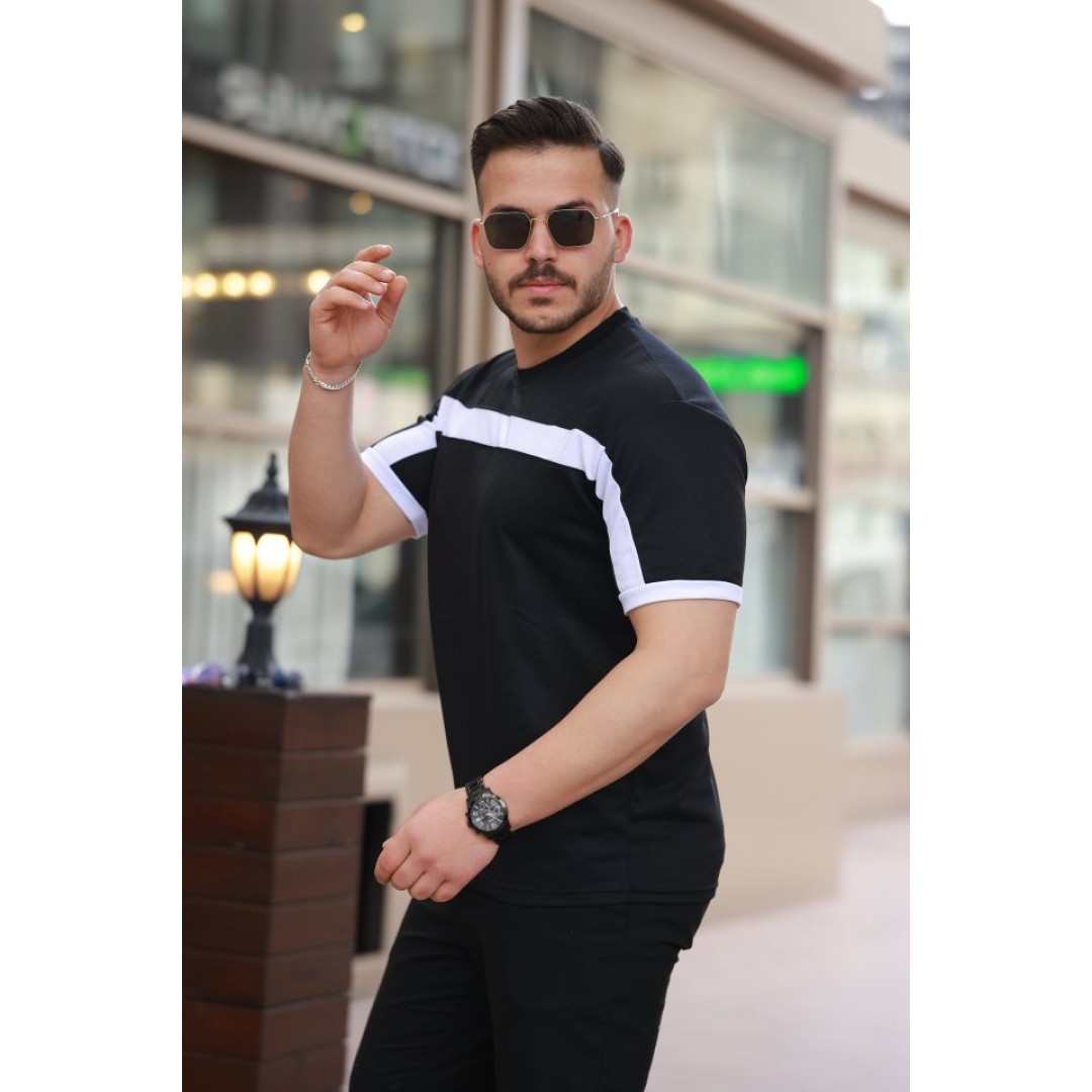 Erkek şerit Detaylı Kısa Kollu T-shirt - 160886 Erkek şerit Detaylı Kısa Kollu T-shirt - 160886