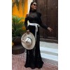 Saten Kuşaklı Ajurlu Triko Elbise 2847 159000 Saten Kuşaklı Ajurlu Triko Elbise 2847 159000