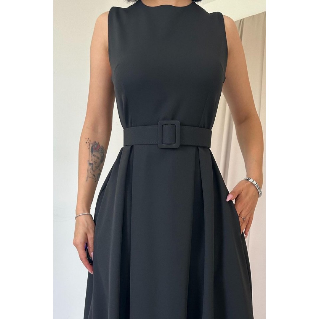Siyah Halter Yaka Kloş Elbise 153493 Siyah Halter Yaka Kloş Elbise 153493