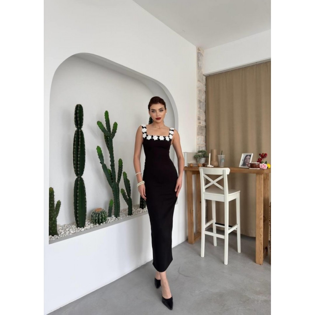 Mıng Çiçek Detaylı Elbise - 160493 Mıng Çiçek Detaylı Elbise - 160493