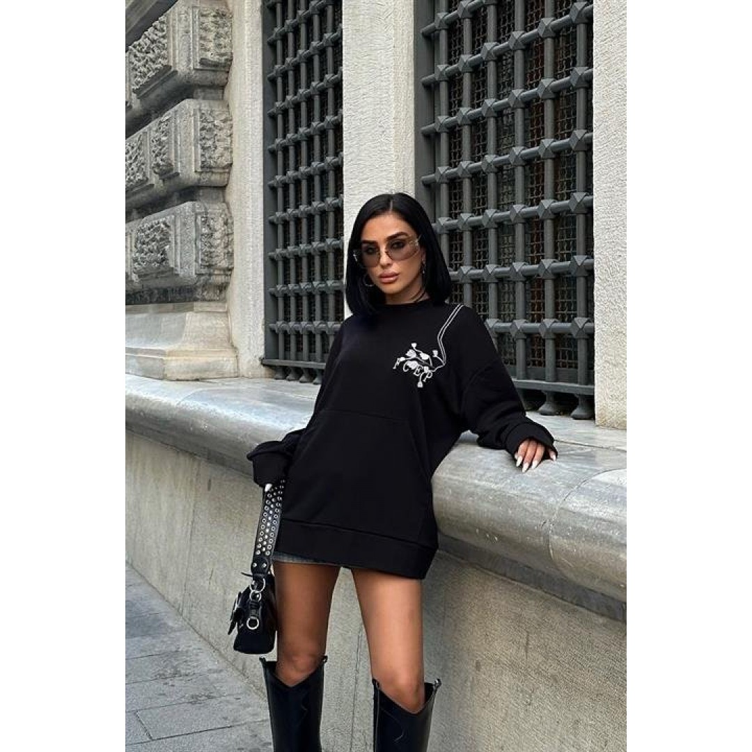 Marison Çiçek Nakışlı Sweatshirt 8050 -08 156908 Marison Çiçek Nakışlı Sweatshirt 8050 -08 156908