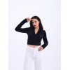 42531 TRİKO SİMLİ YAKALI CROP-SİYAH 144096