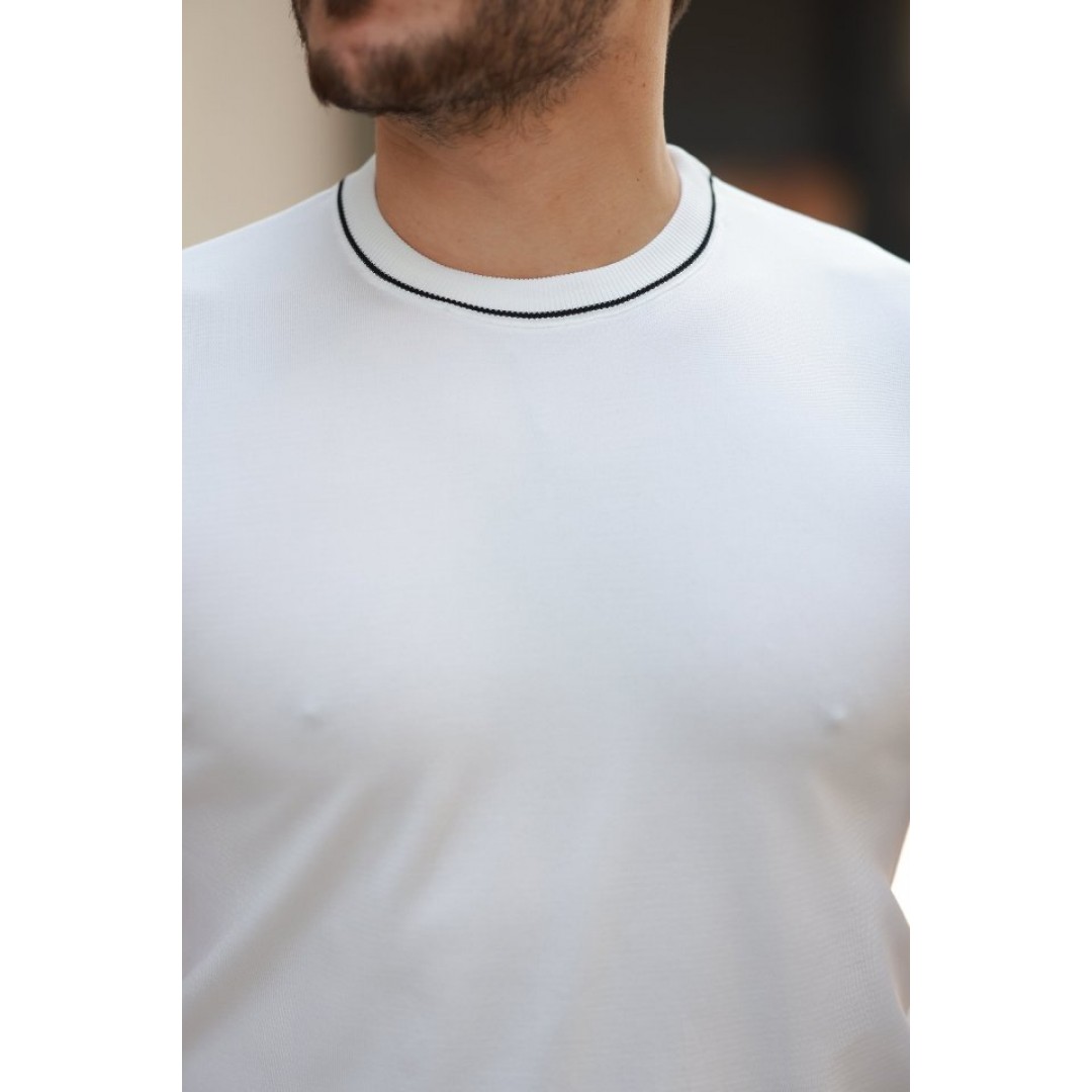 Erkek Bisiklet Yaka Ribanalı Kısa Kollu Tshirt - 159175 Erkek Bisiklet Yaka Ribanalı Kısa Kollu Tshirt - 159175