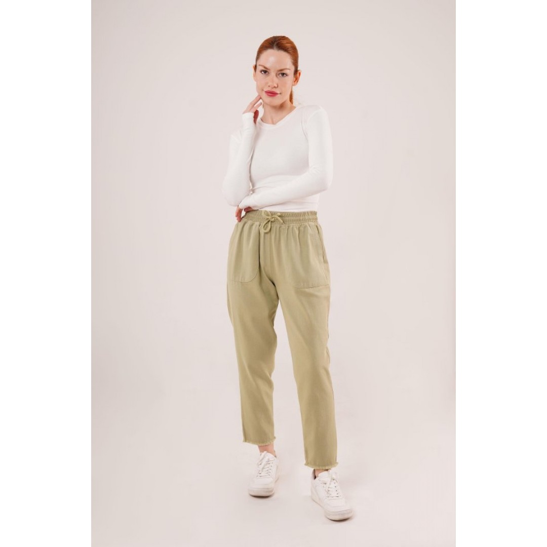 Bağlama Detaylı Cepli Yeşil Pantolon - 149590 Bağlama Detaylı Cepli Yeşil Pantolon - 149590