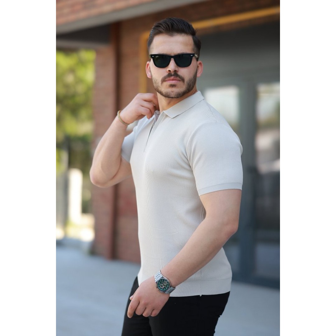 Erkek Fermuarlı Yakalı Kısa Kollu Tshirt 161495 Erkek Fermuarlı Yakalı Kısa Kollu Tshirt 161495