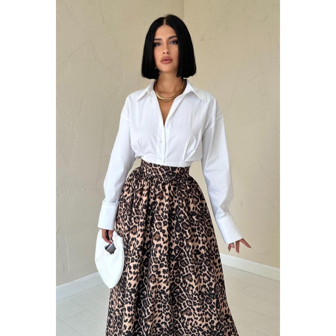 Leopar Leopar Büzgülü Uzun Etek 162870 Leopar Leopar Büzgülü Uzun Etek 162870
