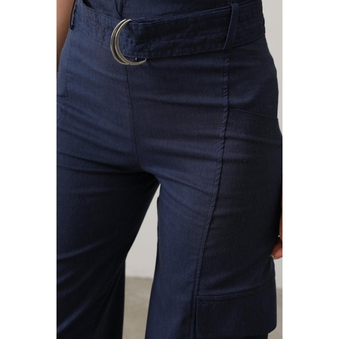 Kemerli Cargo Pantolon - İndigo 161896 Kemerli Cargo Pantolon - İndigo 161896