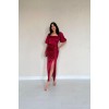 Bordo Büzgülü Saten Elbise 154601 Bordo Büzgülü Saten Elbise 154601