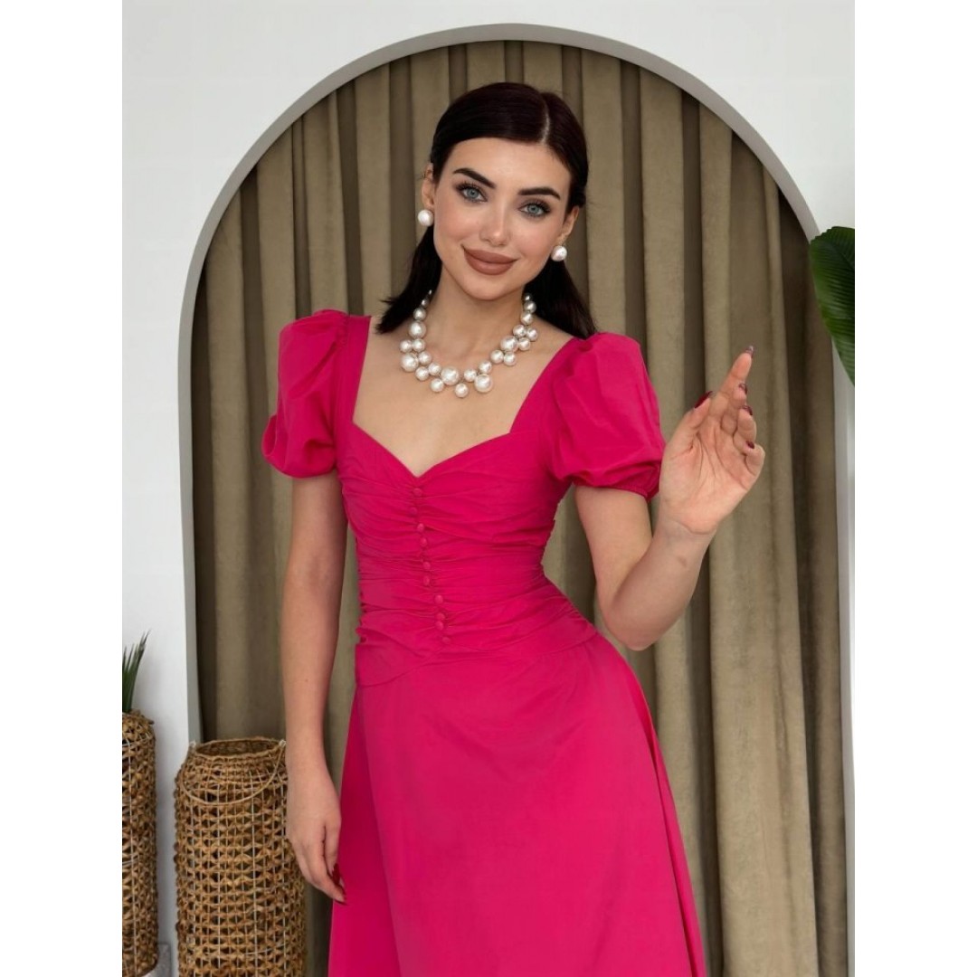 Kare Yaka Düğmeli Elbise - 148048 Kare Yaka Düğmeli Elbise - 148048