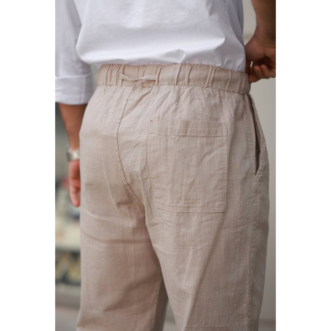 Erkek Beli Lastikli Keten Rahat Pantolon 162907 Erkek Beli Lastikli Keten Rahat Pantolon 162907