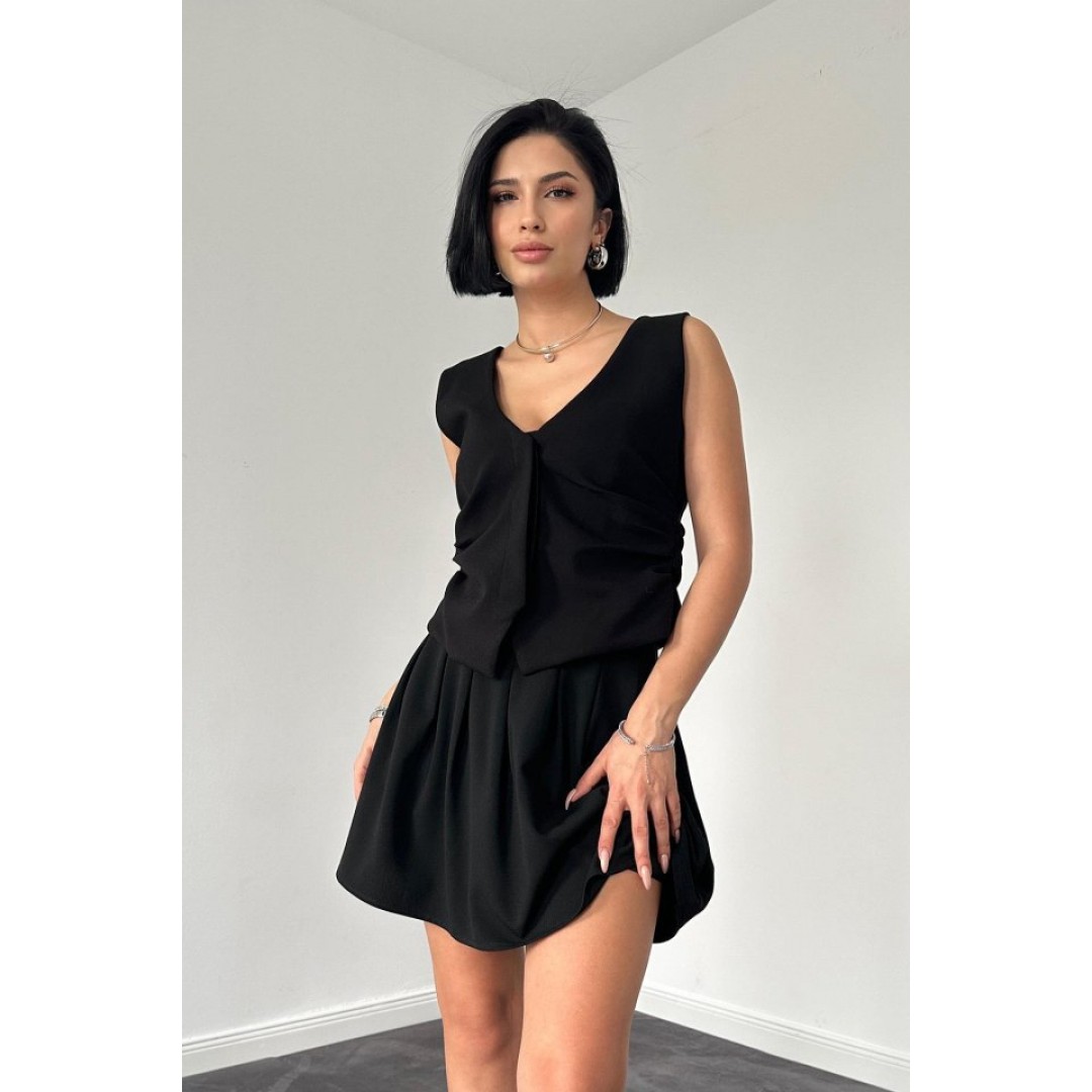 Siyah Pilikaşe Mini Etek 153306 Siyah Pilikaşe Mini Etek 153306