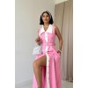 Pembe Geniş Yakalı Halter Kollu Elbise - 153472 Pembe Geniş Yakalı Halter Kollu Elbise - 153472