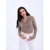 42531 TRİKO SİMLİ YAKALI CROP-KAHVE 144095