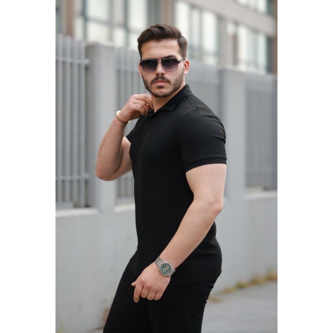 Erkek Yakalı Waffle Dokulu Kısa Kollu Tişört 162721 Erkek Yakalı Waffle Dokulu Kısa Kollu Tişört 162721