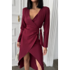 KRUVAZE BROŞ DETAYLI ELBİSE - Bordo - 153955 KRUVAZE BROŞ DETAYLI ELBİSE - Bordo - 153955