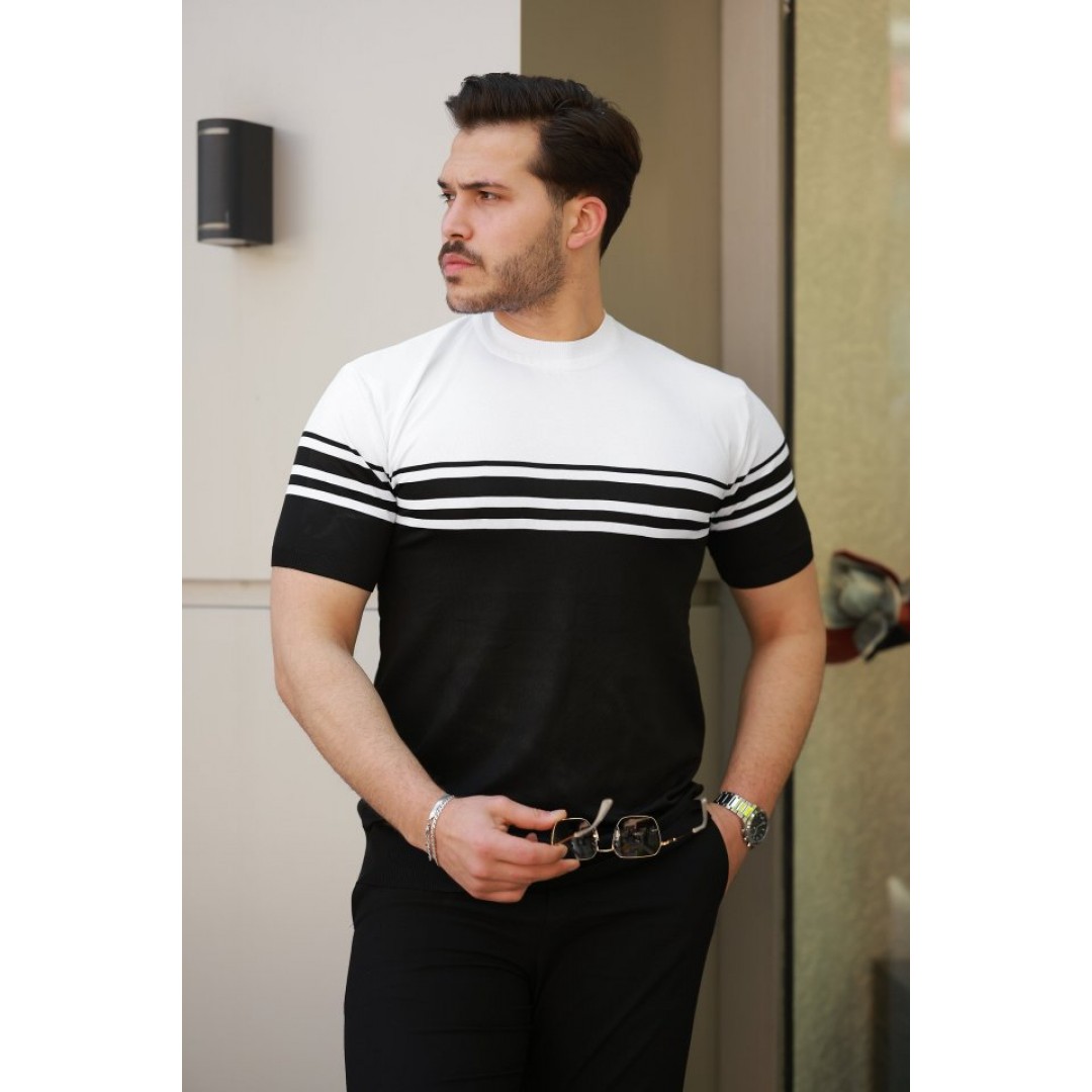 Erkek çizgili Kısa Kollu T-shirt 159911