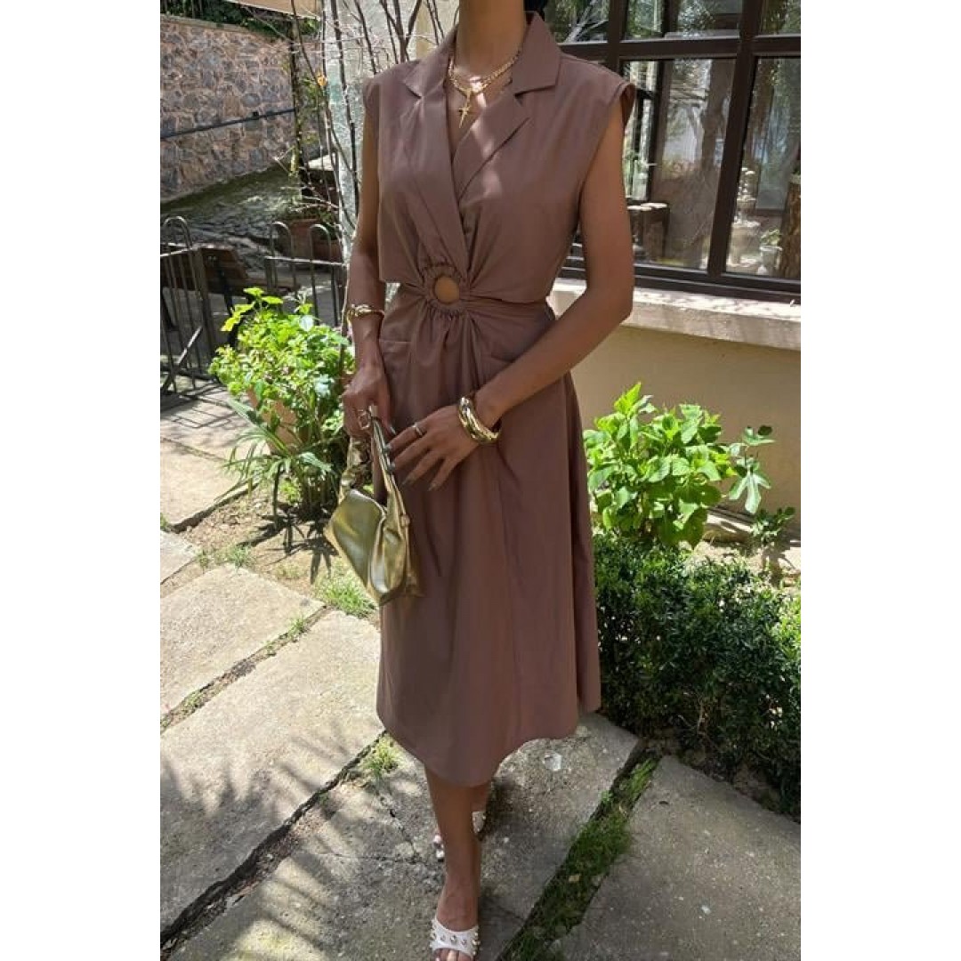 Göbeği Halka Detaylı Midi Boy Elbise 2896 - 160786 Göbeği Halka Detaylı Midi Boy Elbise 2896 - 160786