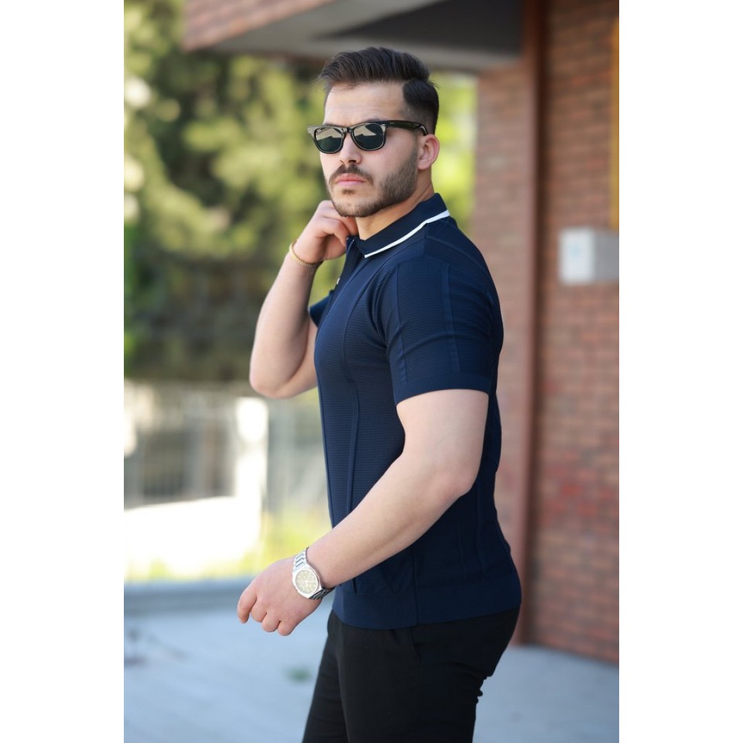 Erkek Yakalı Fermuarlı Kısa Kollu T-shirt 161508 Erkek Yakalı Fermuarlı Kısa Kollu T-shirt 161508