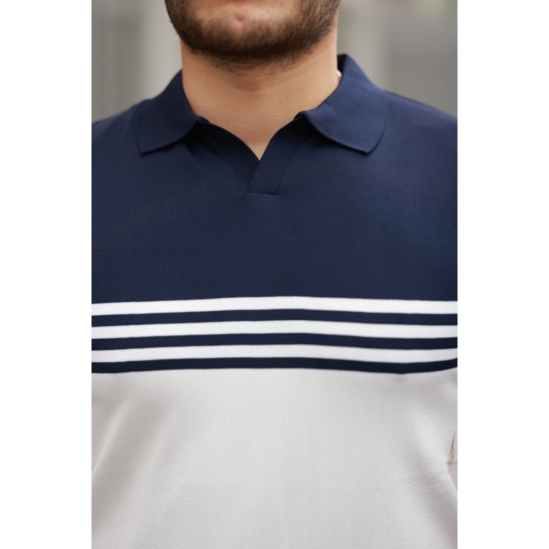 Erkek Yakalı Parça Renk Kısa Kollu T-shirt 160704
