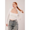 Kare Yaka Basic Beyaz Bluz - 147543 Kare Yaka Basic Beyaz Bluz - 147543