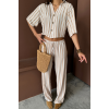 ÇİZGİLİ CROP GÖMLEK - SALAŞ PANTOLON TAKIM MODAL - Bej 159503