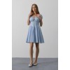 Beli Korseli Mini Elbise - Bebe Mavisi - 162833 Beli Korseli Mini Elbise - Bebe Mavisi - 162833