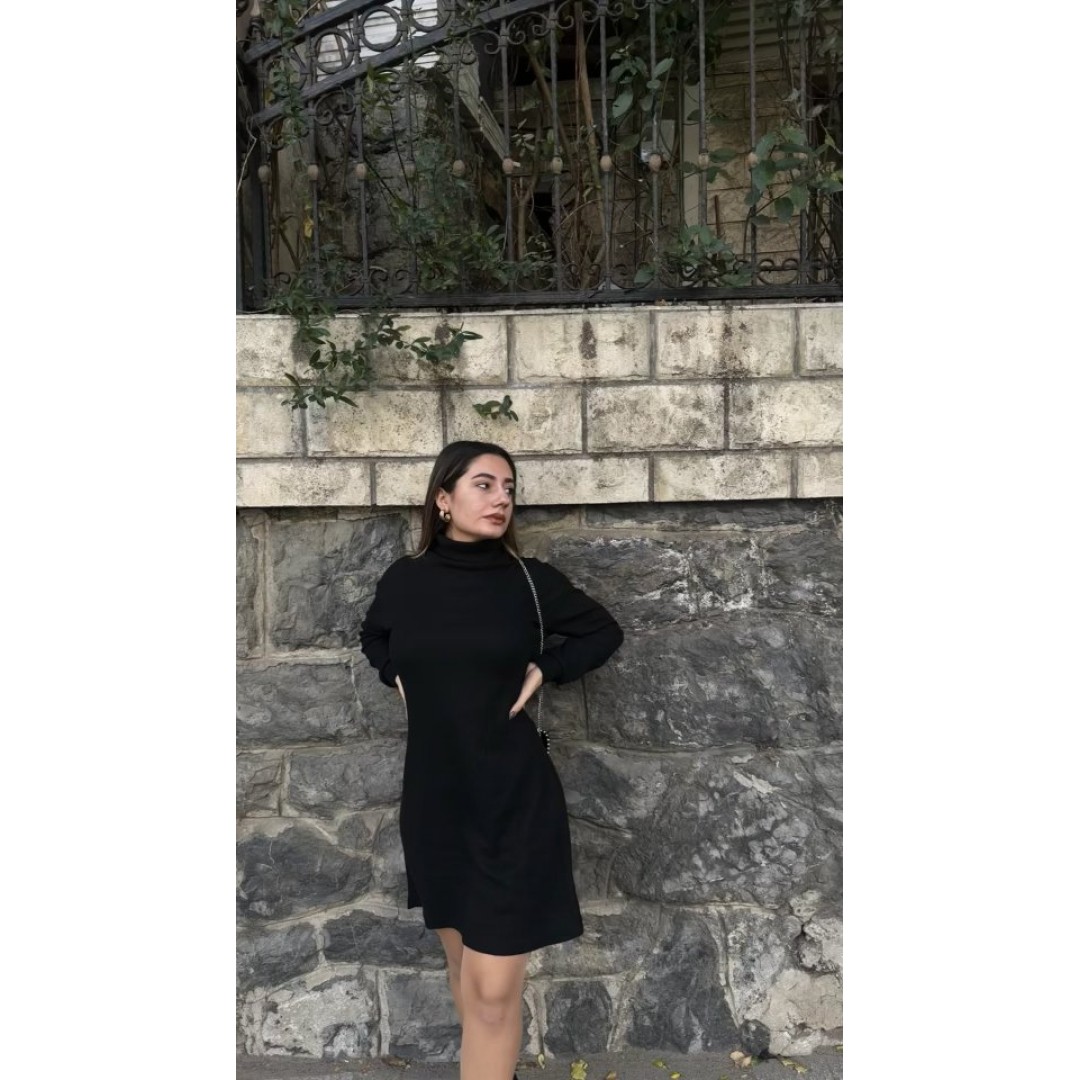 Kadın Uzun Kollu Balıkçı Yaka Kısa şardonlu Kaşkorse Elbise - 134704 Kadın Uzun Kollu Balıkçı Yaka Kısa şardonlu Kaşkorse Elbise - 134704