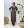 Kahverengi Kemerli Deri Elbise - 156763 Kahverengi Kemerli Deri Elbise - 156763