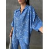 VARAKLI BLUZ PANTOLON TAKIM - Mavi 150781 VARAKLI BLUZ PANTOLON TAKIM - Mavi 150781