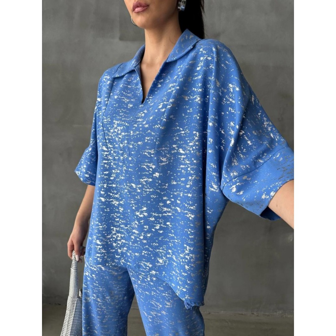 VARAKLI BLUZ PANTOLON TAKIM - Mavi 150781 VARAKLI BLUZ PANTOLON TAKIM - Mavi 150781