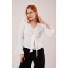 Ön Bağlamalı Volan Kol Beyaz Bluz 147381