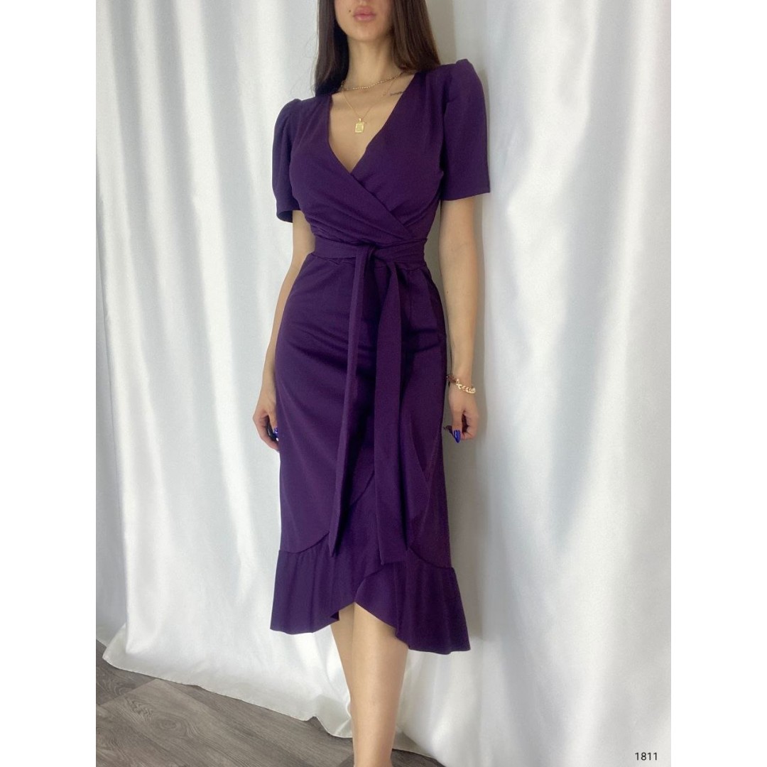 Kadın Kruvaze Yaka Midi Boy Kuşaklı Krep Elbise 120 Cm - 54532 Kadın Kruvaze Yaka Midi Boy Kuşaklı Krep Elbise 120 Cm - 54532