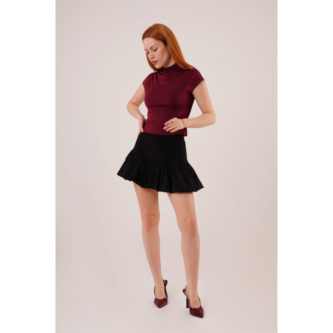 Yandan Fermuarlı Mini Siyah Balon Etek 148109 Yandan Fermuarlı Mini Siyah Balon Etek 148109
