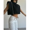 CHANEL VATKALI CROP BLUZ - Siyah 150463 CHANEL VATKALI CROP BLUZ - Siyah 150463