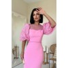 Pembe İncili Tül Detay Elbise 153032 Pembe İncili Tül Detay Elbise 153032