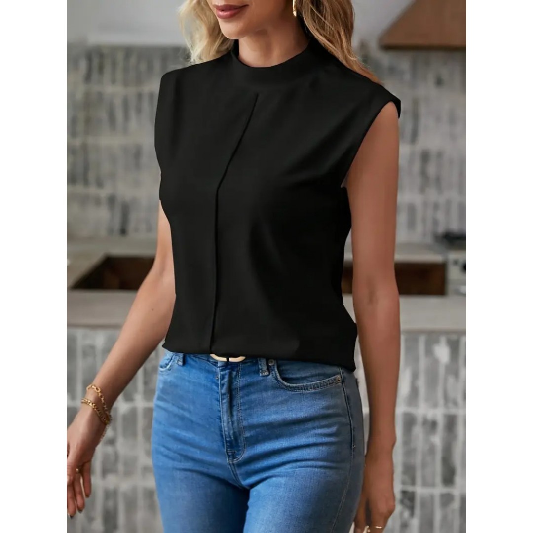 Kadın Kısa Reglan Kollu Yarı Balıkçı Yaka Ithal Krep Bluz - 160067 Kadın Kısa Reglan Kollu Yarı Balıkçı Yaka Ithal Krep Bluz - 160067