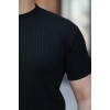 Erkek Bisiklet Yaka örgü Desenli Kısa örme Triko Kısa Kollu T-shirt 161507