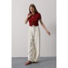 Pileli Bağcıklı Oversize Pantolon - Ekru 162828 Pileli Bağcıklı Oversize Pantolon - Ekru 162828