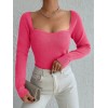 Kadın Pembe Dekolteli Kare Yaka Triko Bluz 2042 - 131994 Kadın Pembe Dekolteli Kare Yaka Triko Bluz 2042 - 131994