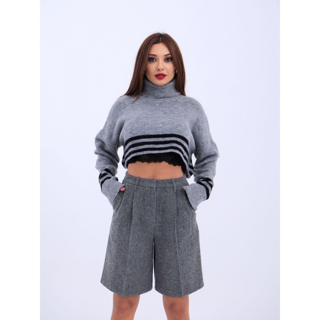 43241 TRİKO ÇİZGİLİ BALIKÇI CROP-GRİ-SİYAH 143975