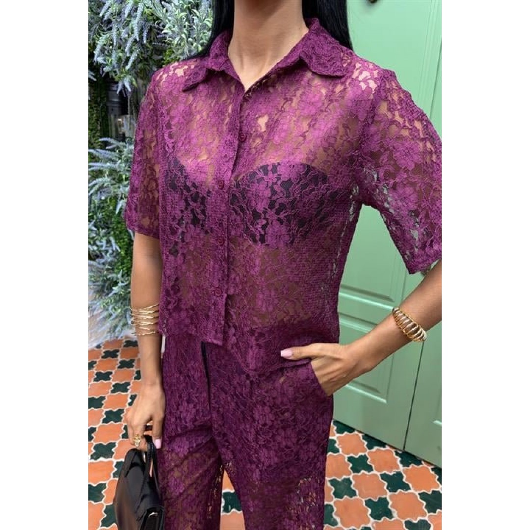 Pantolonu Astarlı Dantel İkili Takım 10119 158807 Pantolonu Astarlı Dantel İkili Takım 10119 158807