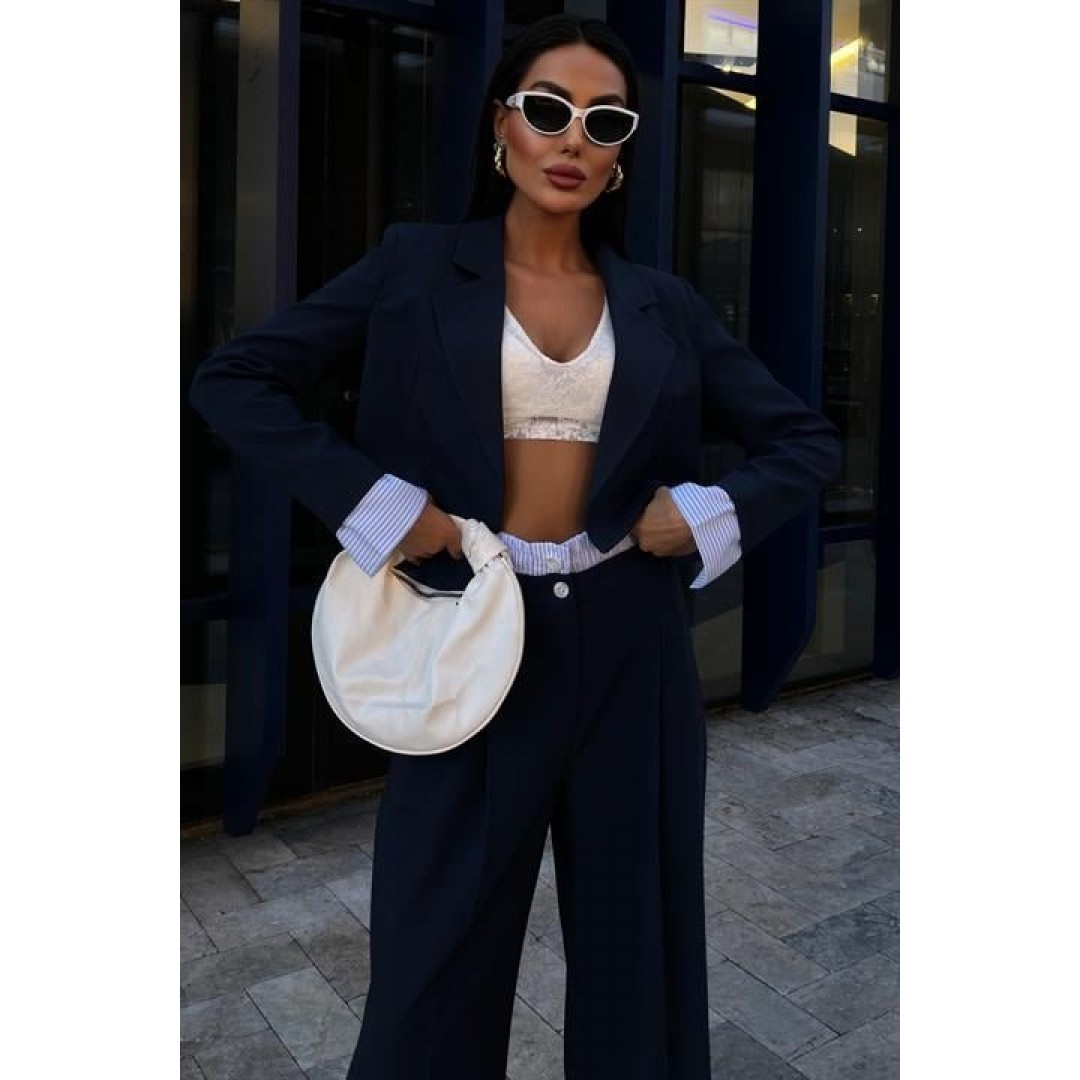 Garni Detaylı Crop Ceketli Takım 10075 158538 Garni Detaylı Crop Ceketli Takım 10075 158538
