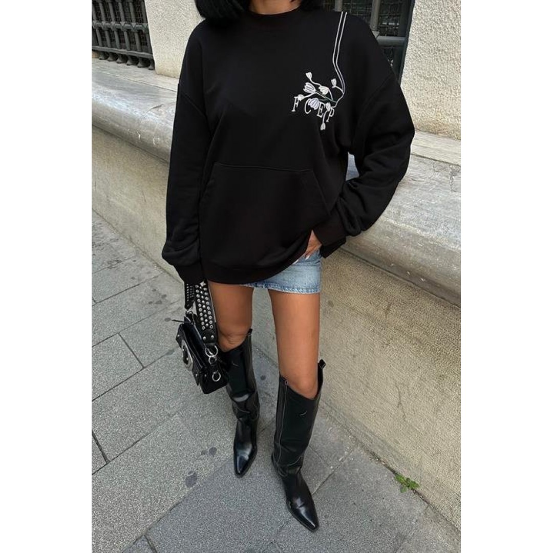 Marison Çiçek Nakışlı Sweatshirt 8050 -08 156908 Marison Çiçek Nakışlı Sweatshirt 8050 -08 156908