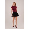Boğazlı Parlak Kumaş Bordo Crop 148101 Boğazlı Parlak Kumaş Bordo Crop 148101