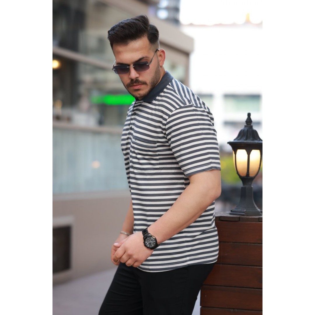 Erkek Yakalı çizgili Kısa Kollu T-shirt 160893 Erkek Yakalı çizgili Kısa Kollu T-shirt 160893