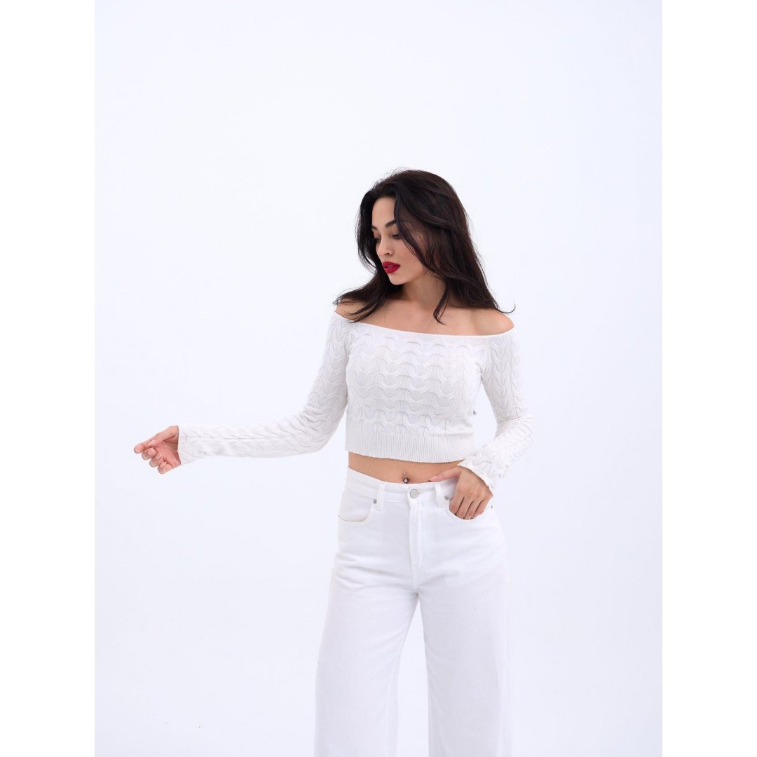 42241 TRİKO KAYIK YAKA CROP-EKRU 143848 42241 TRİKO KAYIK YAKA CROP-EKRU 143848