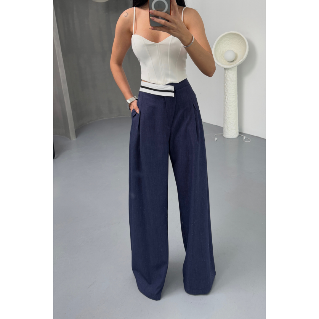 PANTOLON BEL ŞERİT DETAYLI - Lacivert 153639 PANTOLON BEL ŞERİT DETAYLI - Lacivert 153639