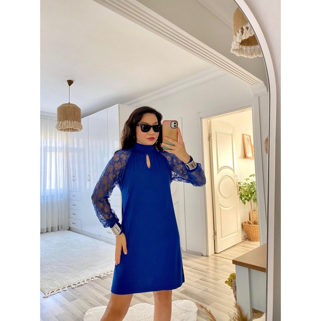 Kadın Uzun Kollu Tül Detay Sandy Mini Boy Elbise - 138110 Kadın Uzun Kollu Tül Detay Sandy Mini Boy Elbise - 138110